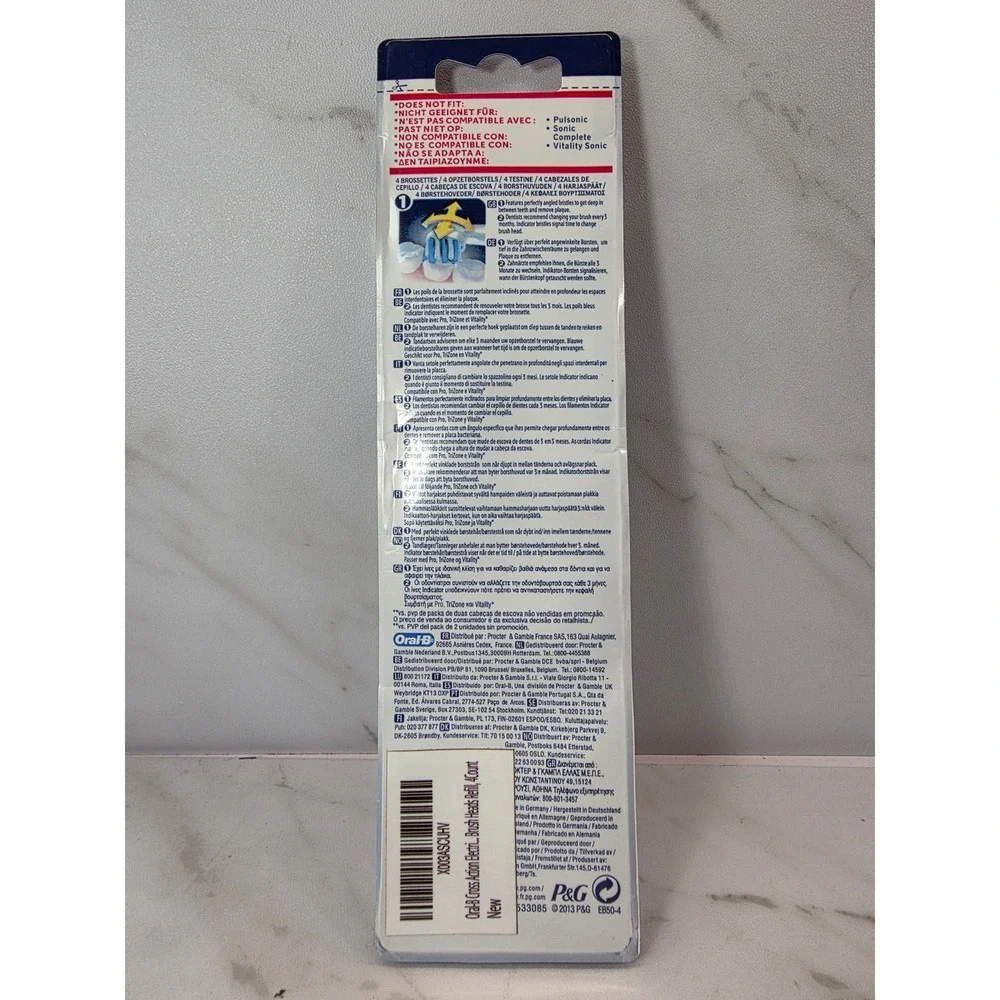 Oral-B CrossAction Replacement Brush Heads - 4 Count‎ - New